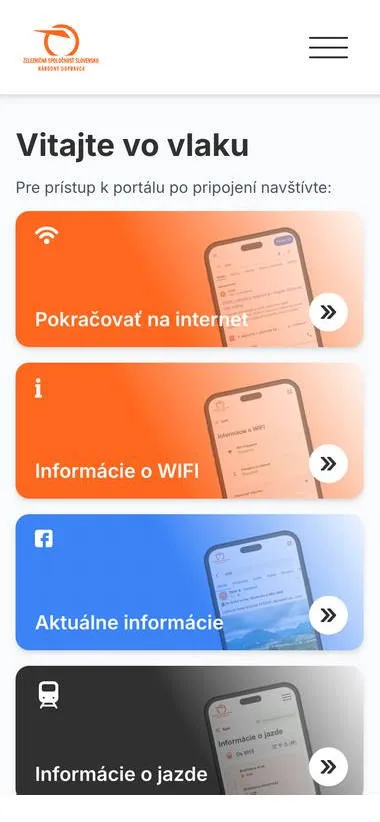 Aplikácia WiFi pripojenia vo vlaku — informácie o jazde