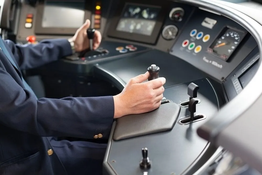 Driver operating the train